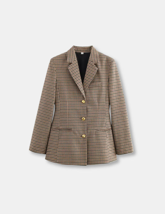 Blazer pied de poule marron femme